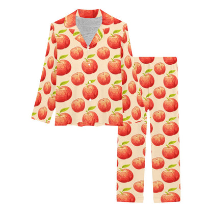 Peach Pattern Print Design A03 Women's Long Pajama Set