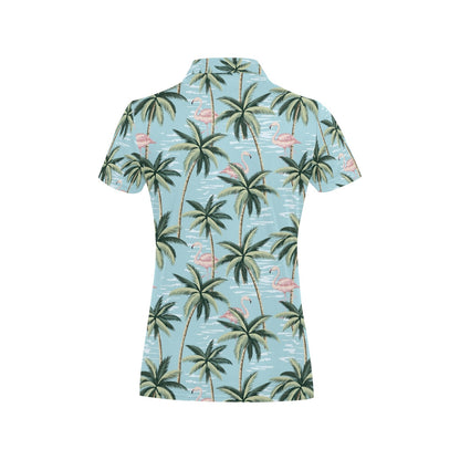 Palm Tree Pattern Print Design PT05 Women's Polo Shirt