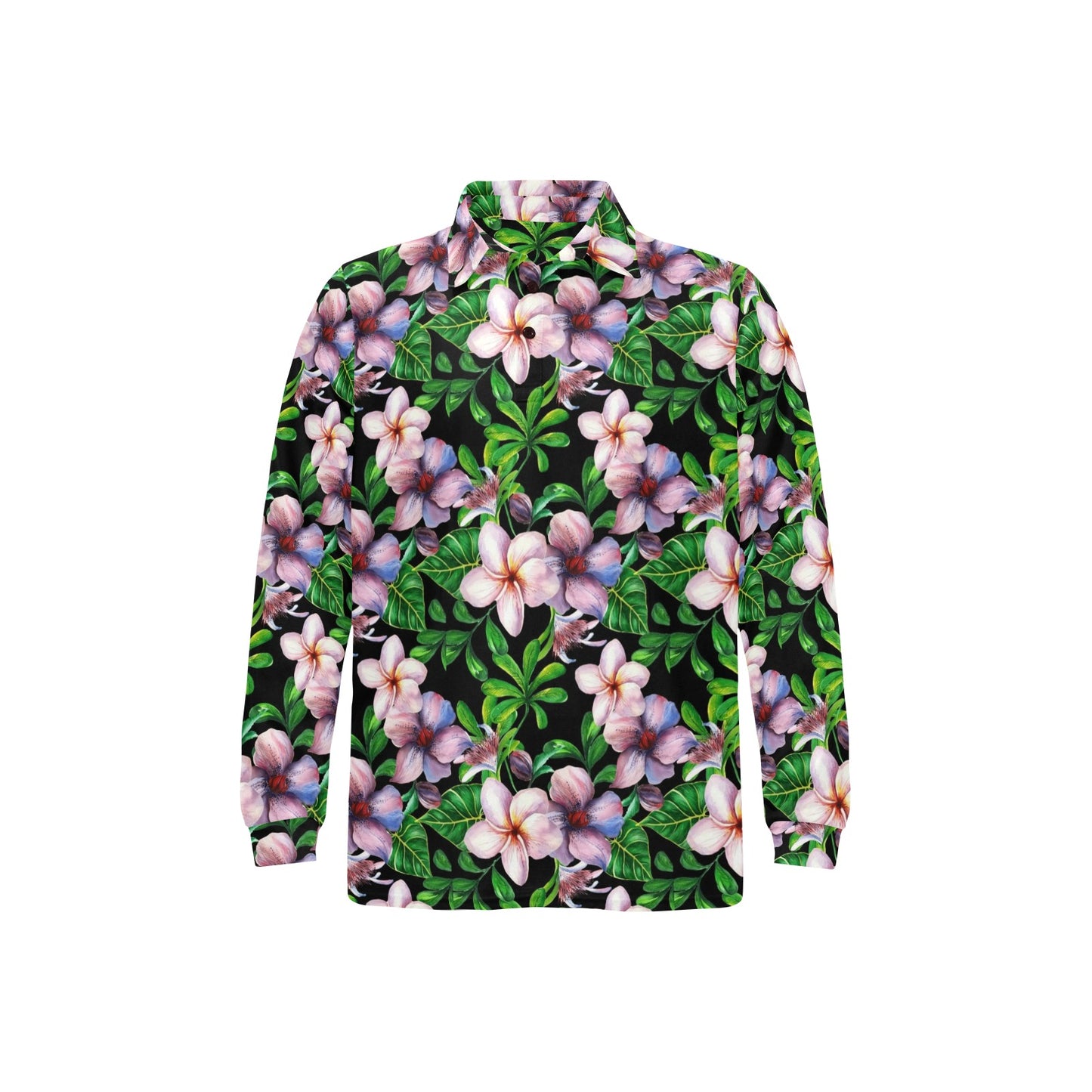 Plumeria Pattern Print Design PM01 Long Sleeve Polo Shirt For Men's