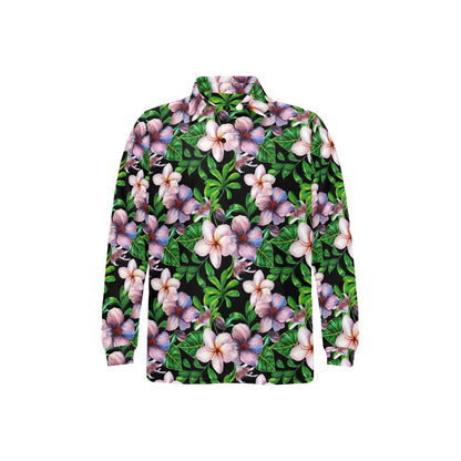 Plumeria Pattern Print Design PM01 Long Sleeve Polo Shirt For Men's