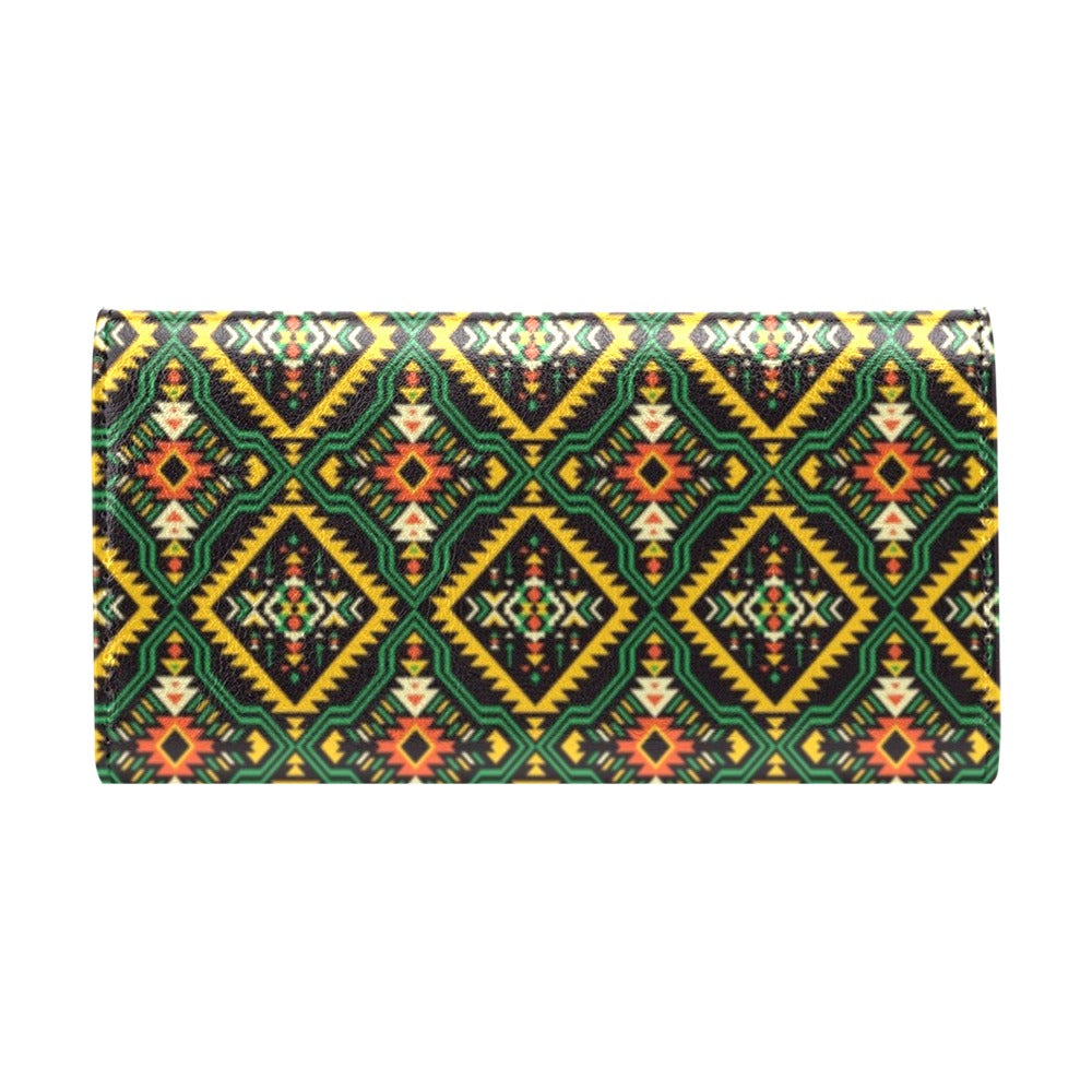 Kente Green Design African Print Women's Trifold Wallet
