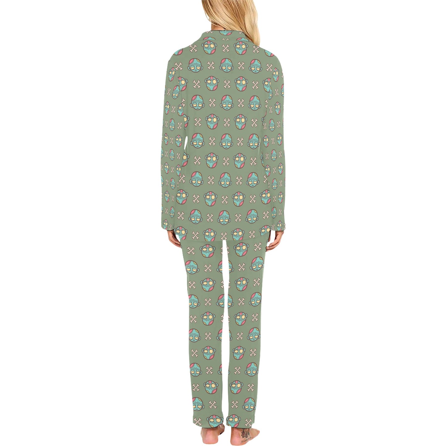 Zombie Print Design LKS301 Women's Long Pajama Set