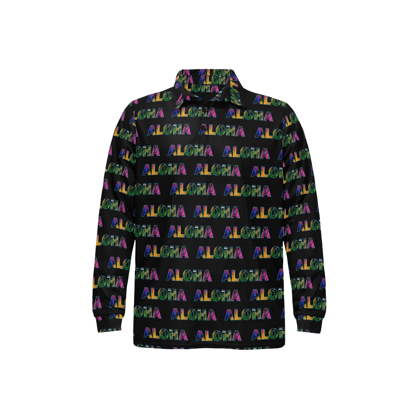 Aloha Hawaii Neon Long Sleeve Polo Shirt For Men's