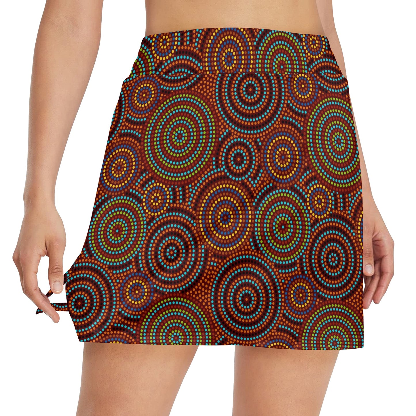 Aboriginal Print Design LKS403 17" Golf & Pickleball Skort with Pockets