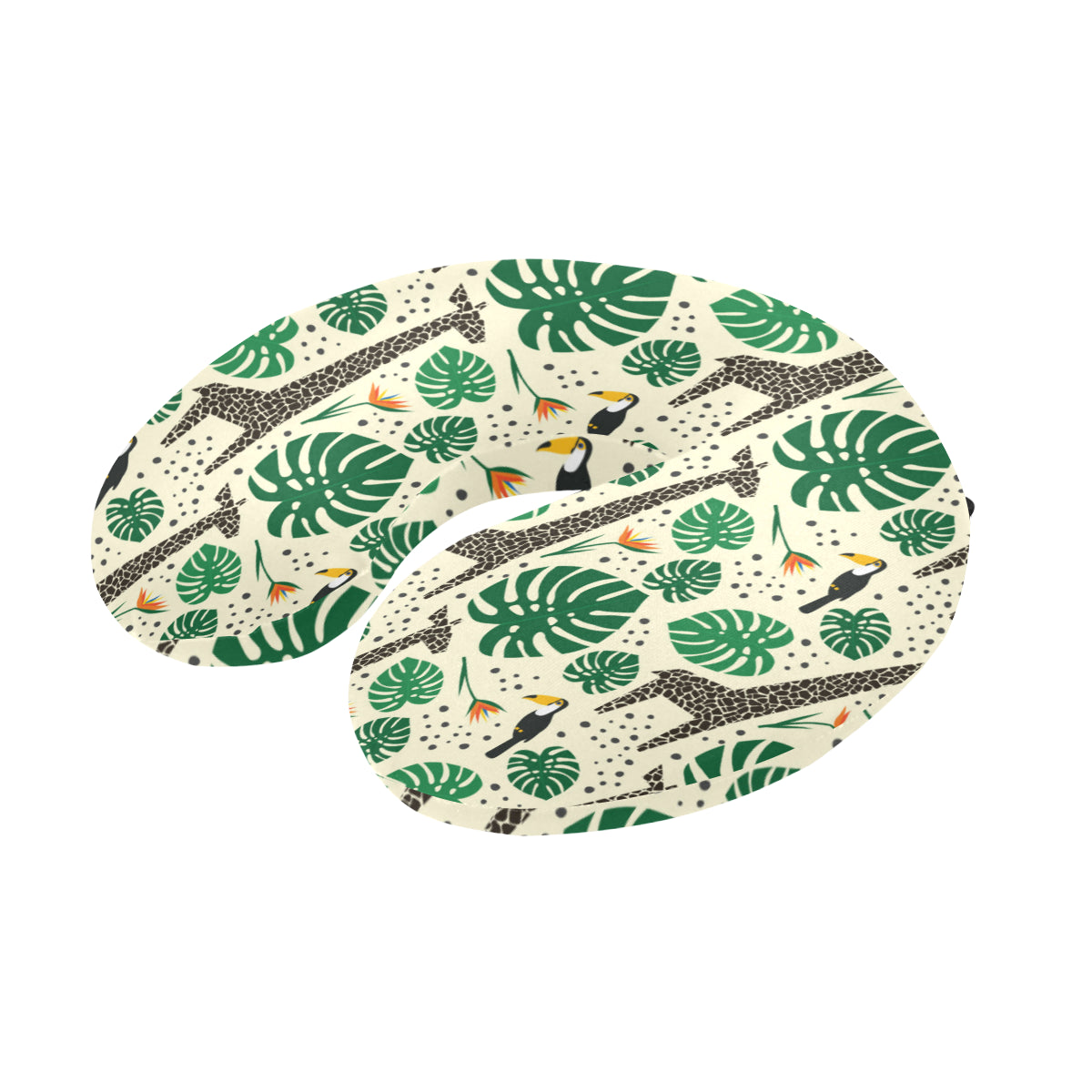 Rainforest Giraffe Pattern Print Design A02 U-Shaped Travel Neck Pillow