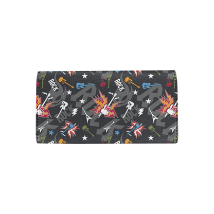 Rock and Roll Pattern Print Design A01 Women's Trifold Wallet