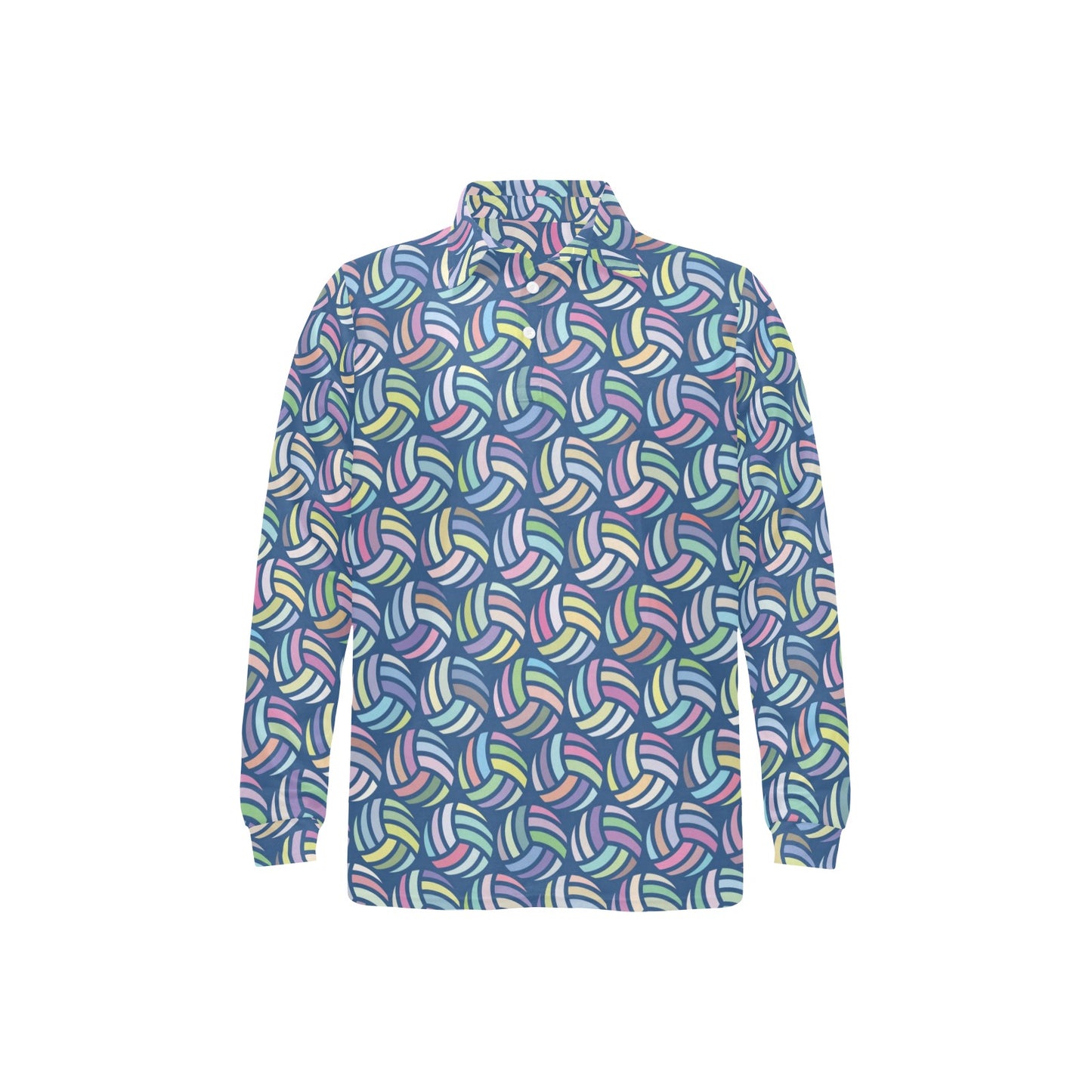 Volleyball Print Design LKS301 Long Sleeve Polo Shirt For Men's