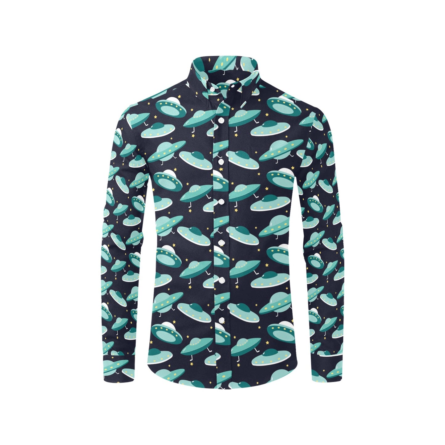 UFO Print Design LKS304 Men's Long Sleeve Dress Shirt