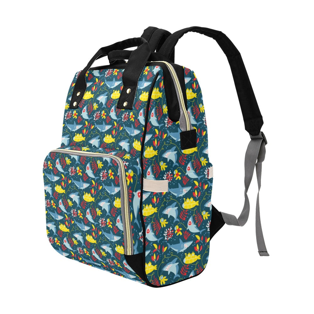 Scuba With Sharks Print Design LKS303 Diaper Bag Backpack