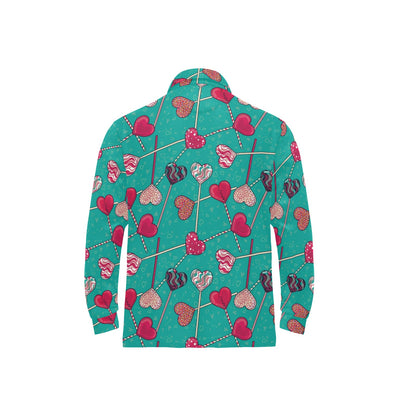 Lollipop Pattern Print Design LL01 Long Sleeve Polo Shirt For Men's