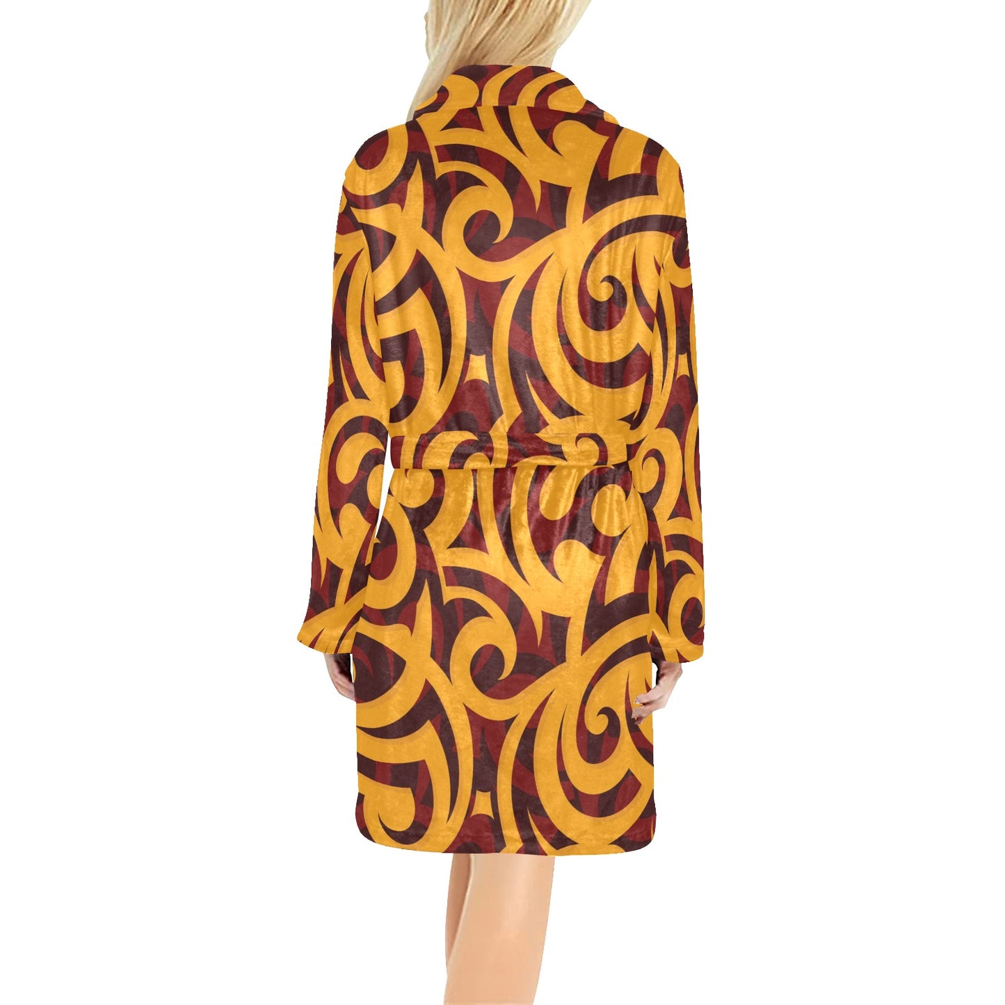 Maori Pattern Print Design 02 Women's Fleece Robe