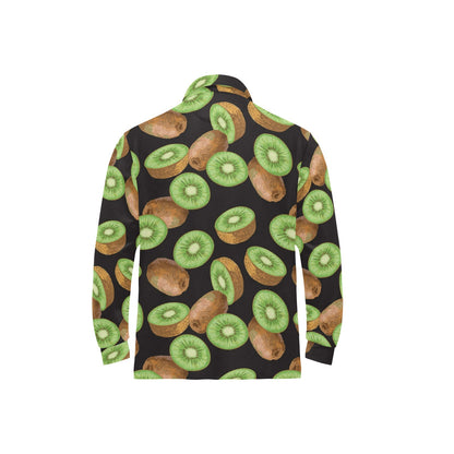 Kiwi Pattern Print Design KW03 Long Sleeve Polo Shirt For Men's