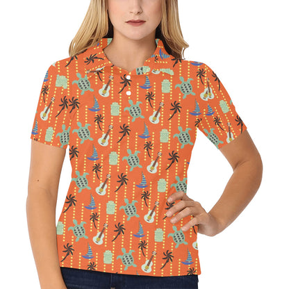Ukulele Print Design LKS402 Women's Polo Shirt
