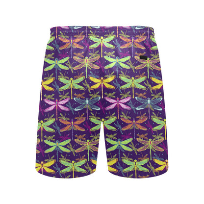 Dragonfly Neon Color Print Pattern Men's Swim Trunks Beach Shorts