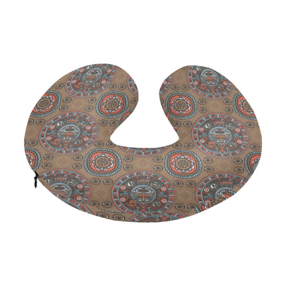 Calendar Aztec Pattern Print Design 03 U-Shaped Travel Neck Pillow