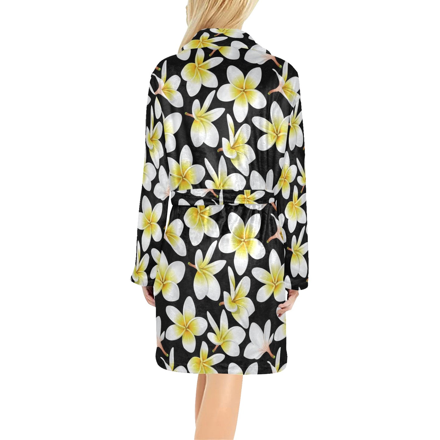 Yellow Plumeria Hawaiian Flowers Women's Fleece Robe