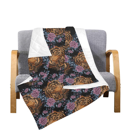 Tiger Head Floral Premium Quilt