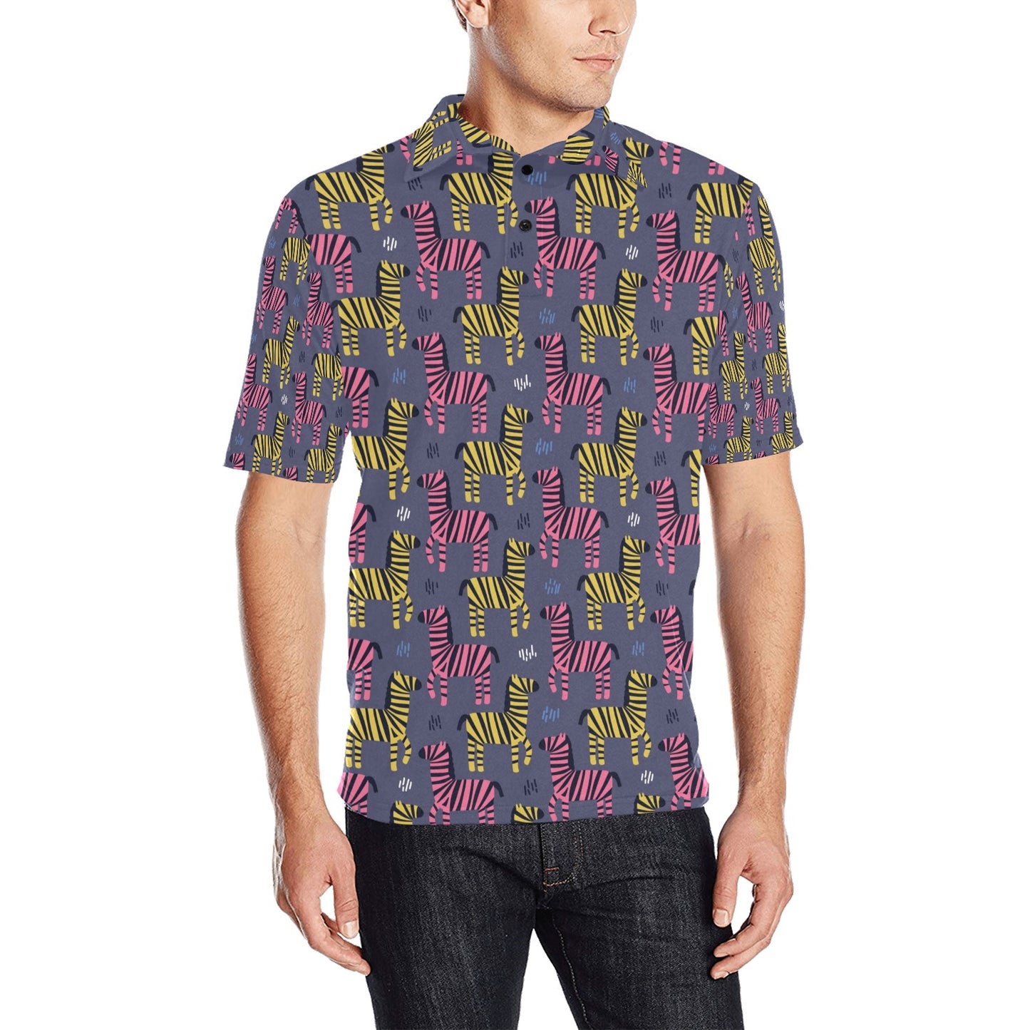 Zebra Print Design LKS303 Men Polo Shirt