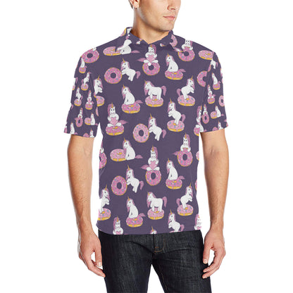 Donut Unicorn Pattern Print Design DN011 Men Polo Shirt