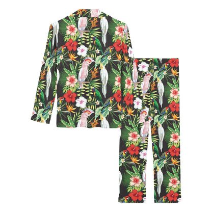 Tropical Flower Pattern Print Design TF03 Women's Long Pajama Set
