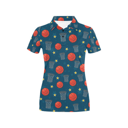 Basketball Classic Print Pattern Women's Polo Shirt