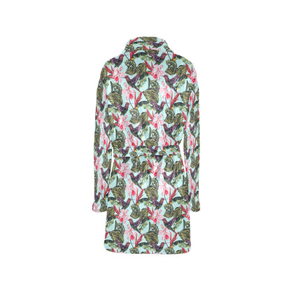 Hummingbird Cute Themed Print Women's Fleece Robe