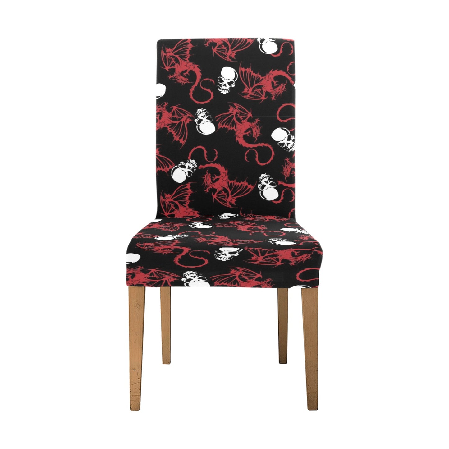 Skull With Red Dragon Print Design LKS304 Dining Chair Slipcover