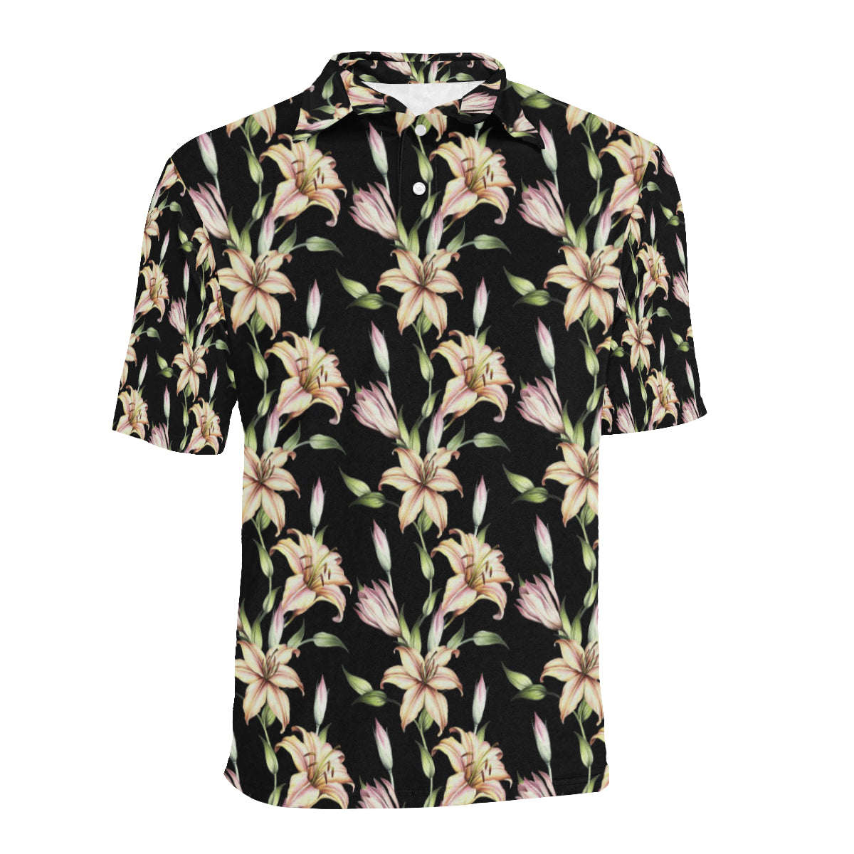 Lily Pattern Print Design LY05 Men Polo Shirt