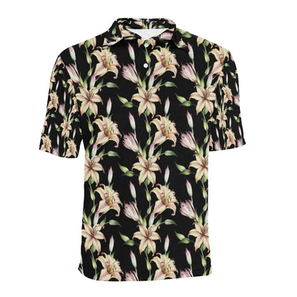 Lily Pattern Print Design LY05 Men Polo Shirt
