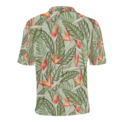 Bird Of Paradise Pattern Print Design BOP08 Men Polo Shirt