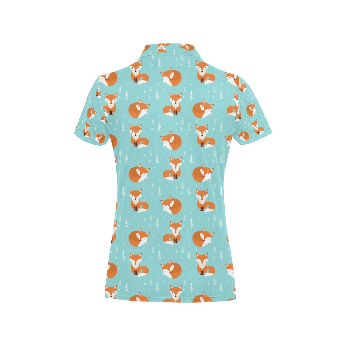 Fox Design Snow Print Pattern Women's Polo Shirt