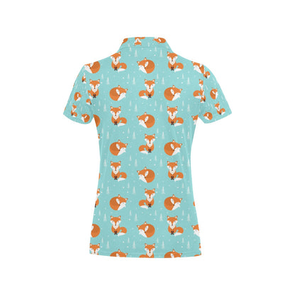 Fox Design Snow Print Pattern Women's Polo Shirt