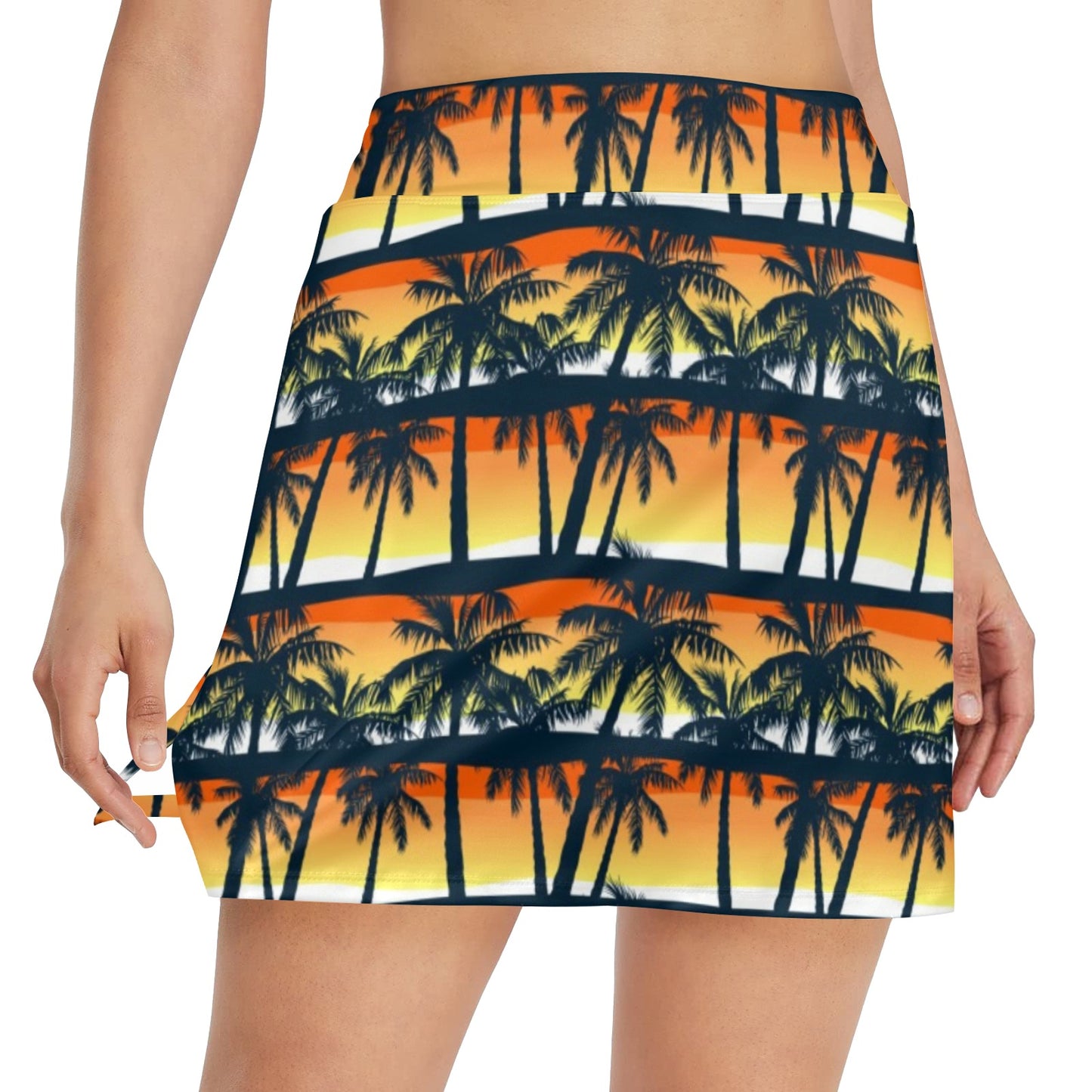 Palm Tree Sunset Design Print 17" Golf & Pickleball Skort with Pockets