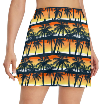 Palm Tree Sunset Design Print 17" Golf & Pickleball Skort with Pockets