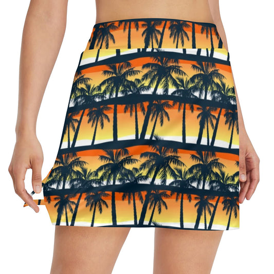 Palm Tree Sunset Design Print 17" Golf & Pickleball Skort with Pockets