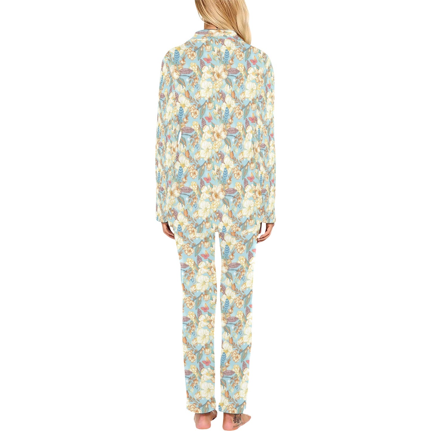 Summer Floral Print Design LKS302 Women's Long Pajama Set