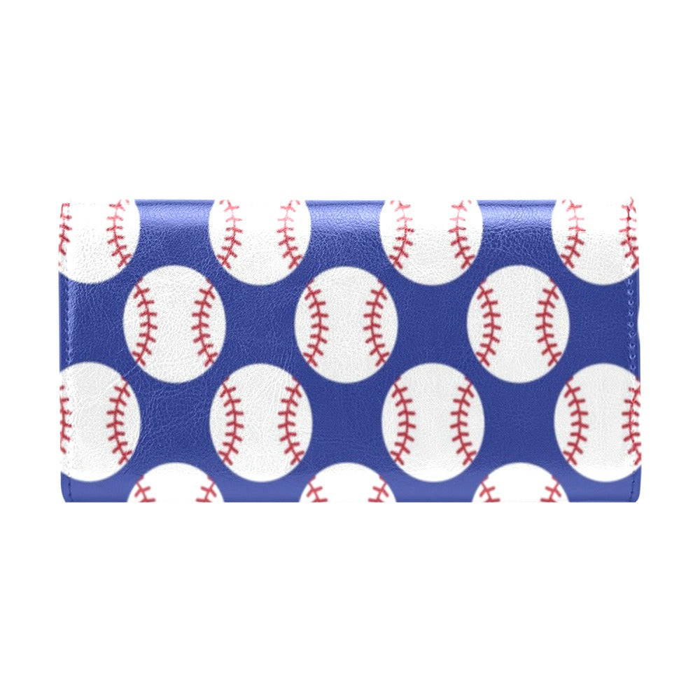 Baseball Blue Background Women's Trifold Wallet