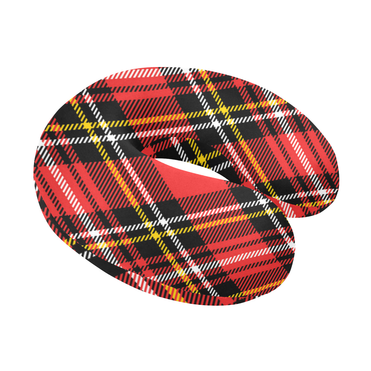 Plaid Red Pattern Print Design A03 U-Shaped Travel Neck Pillow