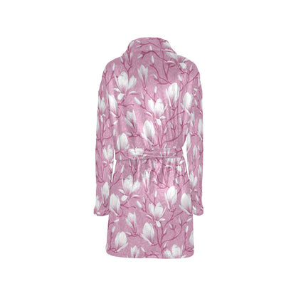 Magnolia Pattern Print Design MAG05 Women's Fleece Robe