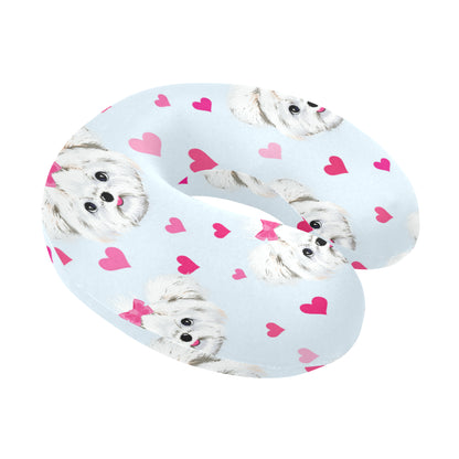 Maltese Pattern Print Design 03 U-Shaped Travel Neck Pillow