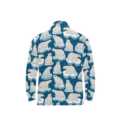 Polar Bear Pattern Print Design PB03 Long Sleeve Polo Shirt For Men's
