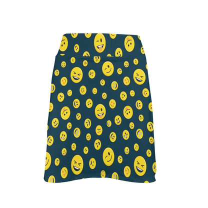 Smiley Face Emoji Print Design LKS301 17" Golf & Pickleball Skort with Pockets