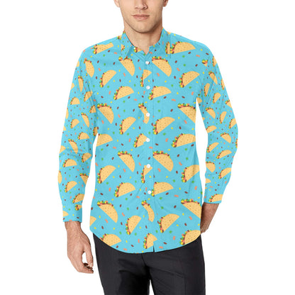 Taco Print Design LKS303 Men's Long Sleeve Dress Shirt
