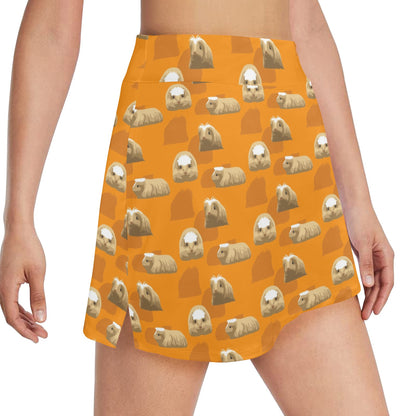 Guinea Pig Print Design LKS403 17" Golf & Pickleball Skort with Pockets