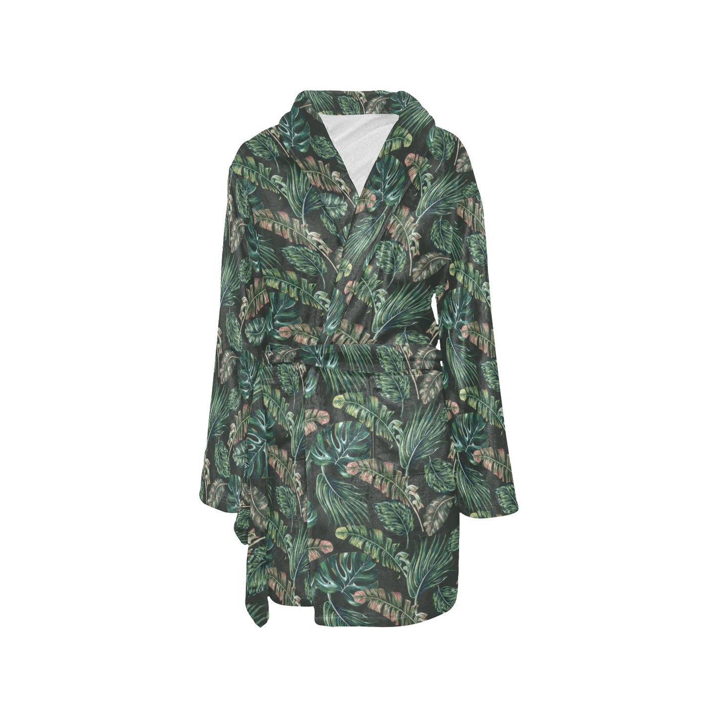 Banana Leaf Pattern Print Design 05 Women's Fleece Robe
