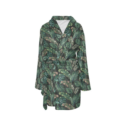 Banana Leaf Pattern Print Design 05 Women's Fleece Robe