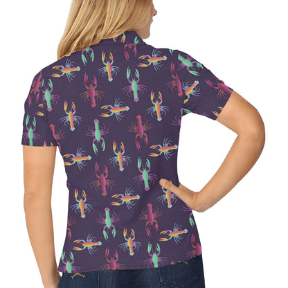 Lobster Print Design LKS402 Women's Polo Shirt