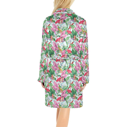 Tropical Flower Print Design LKS304 Women's Fleece Robe