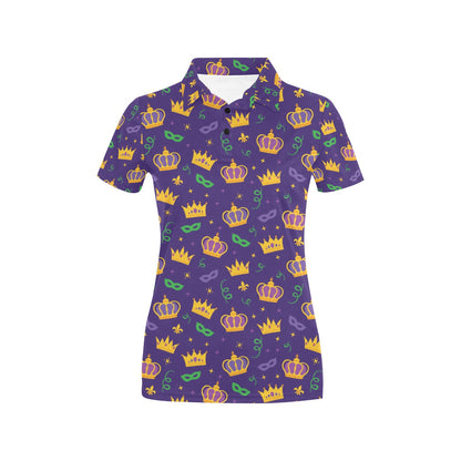 Mardi Gras Pattern Print Design 03 Women's Polo Shirt