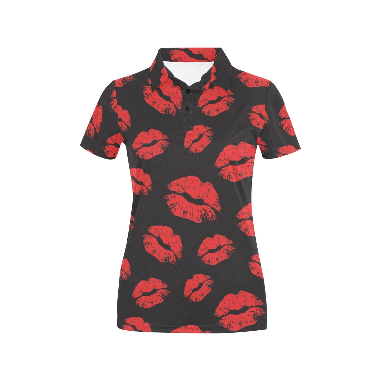 Lip Red Pattern Print Design 02 Women's Polo Shirt